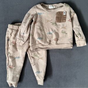 2T Boys PJ Set - Rabbit+Bear Organic Dinosaur Print